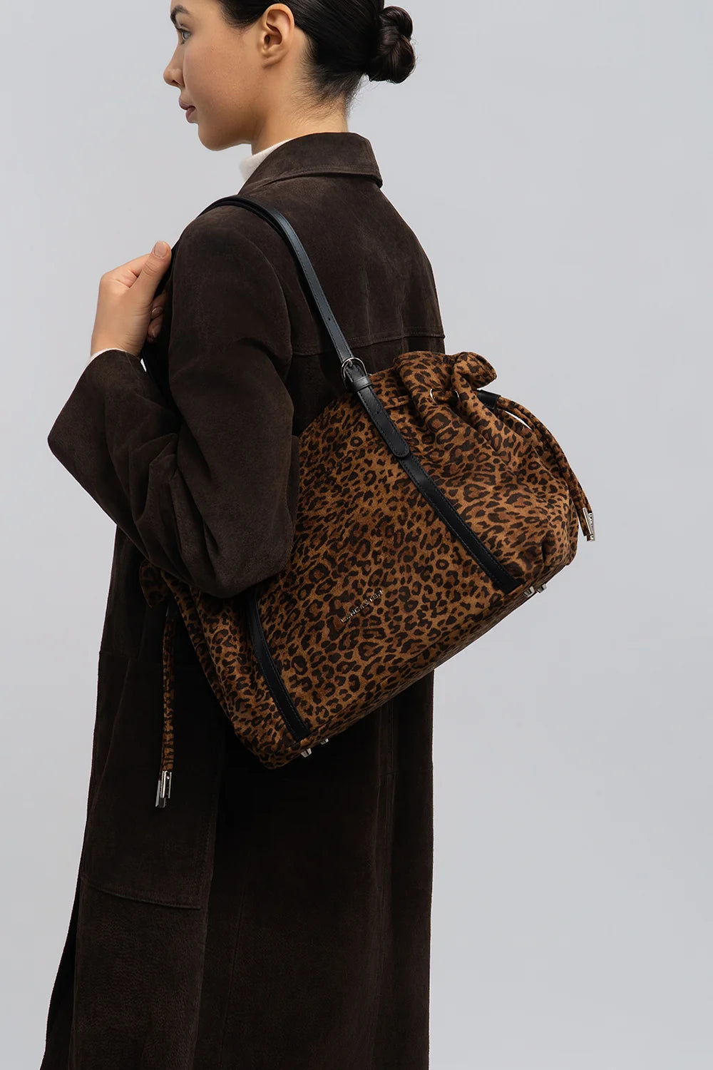 Sac Cabas Velvet Emma Lancaster Marron Léopard